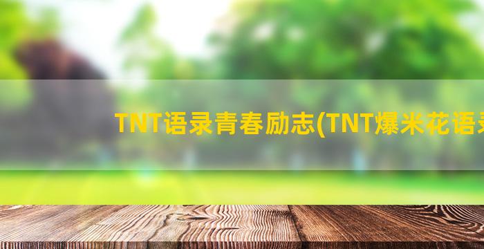 TNT语录青春励志(TNT爆米花语录)